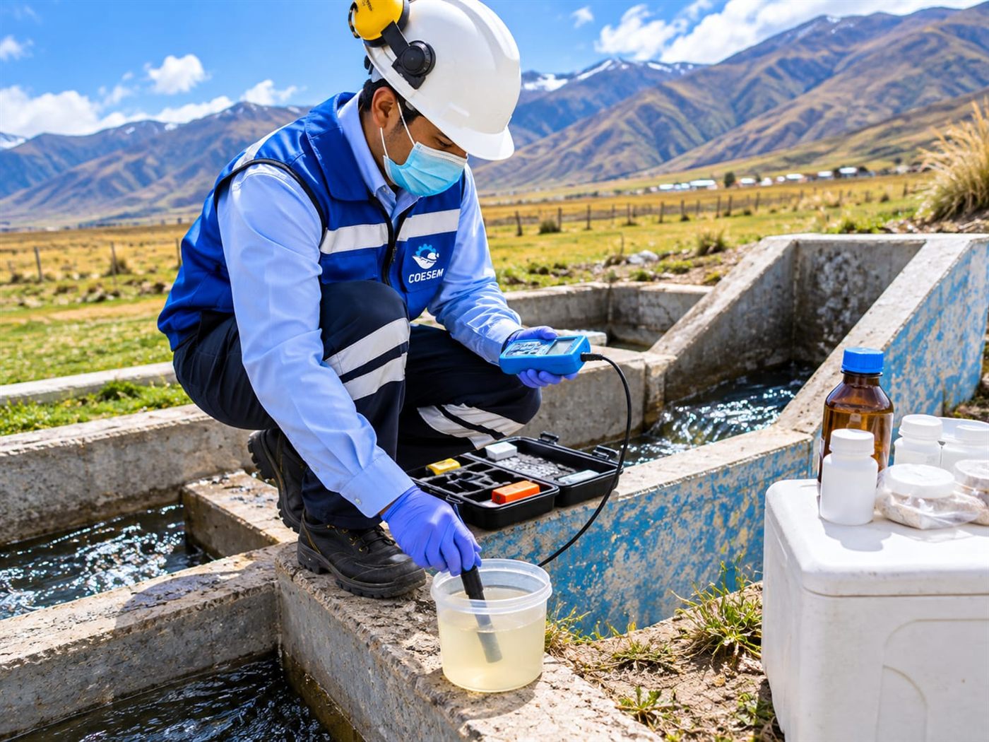 Medición de parámetros de campo en un canal de agua