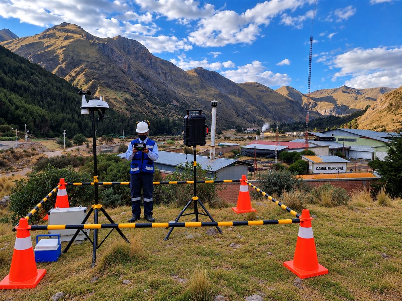 Estación meteorológica instalada en un valle andino